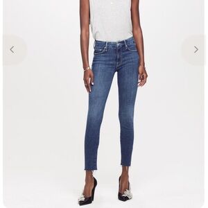 Mother The Looker Ankle Fray Jean Girl Crush Mid Wash Designer Sz 27